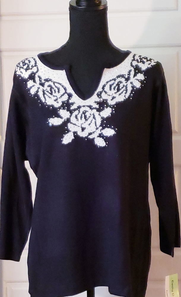 Ladies Black and White Sweater Pullover